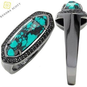 NWOT Kendra Scott Arielle Gunmetal Variegated Teal Ring Size 8